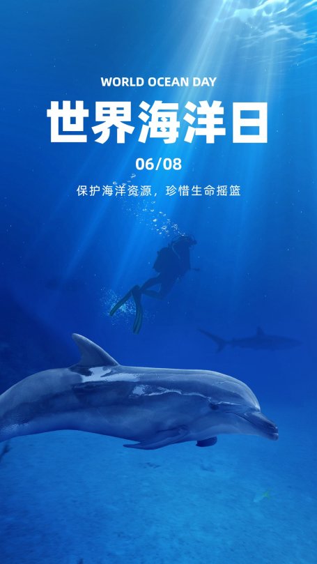 世界海洋日节日宣传手机海报